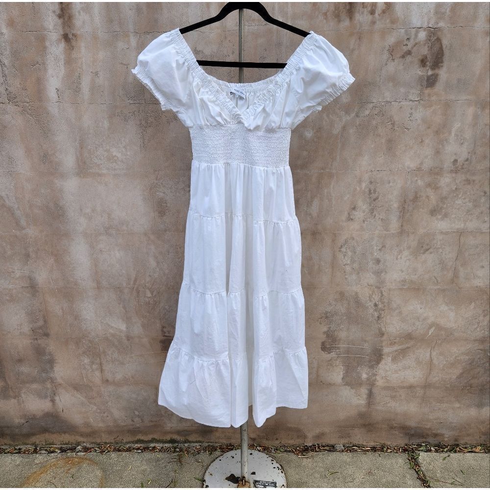 Weworewhat white smocked midi dress